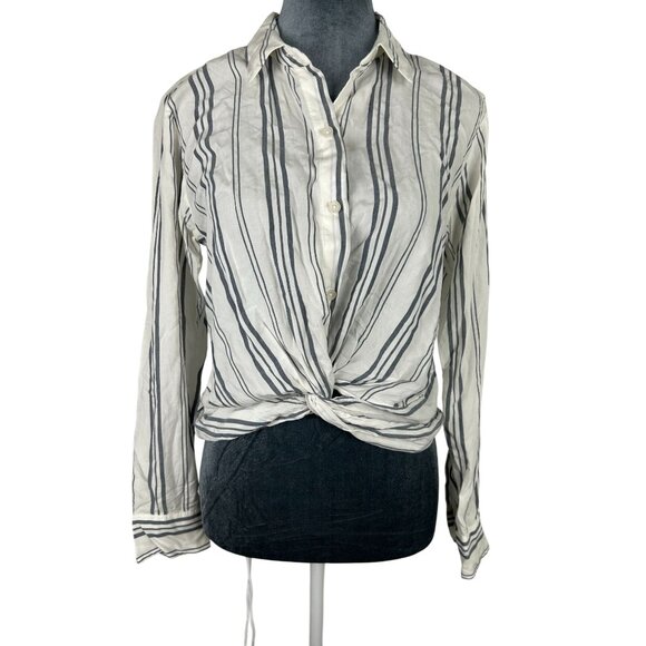 Abercrombie & Fitch Women's XS Long Sleeve Tie Front Button Up Shirt Women's - Picture 7 of 9